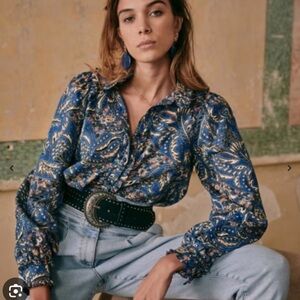 Sezane Mackenzie shirt in western print size 36 nwot